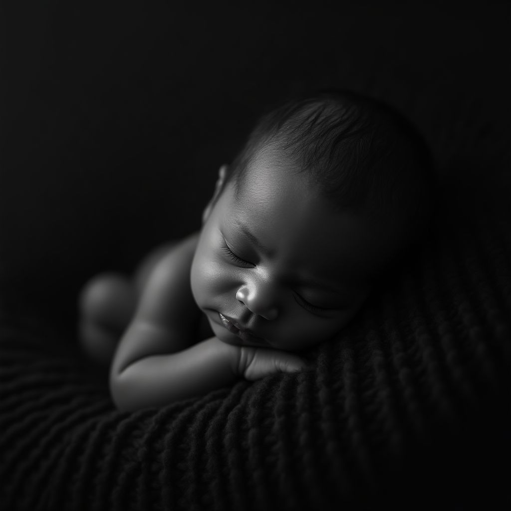 Baby photo in classic black and white style