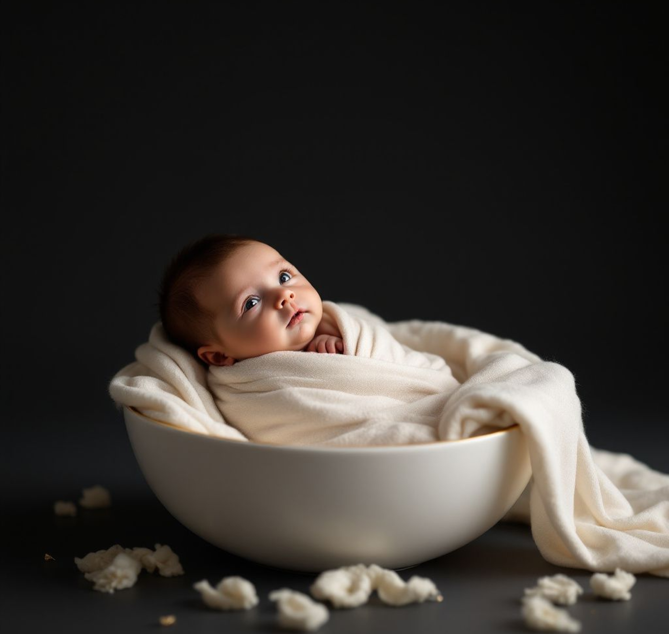 Baby photo in ceramic bowl style