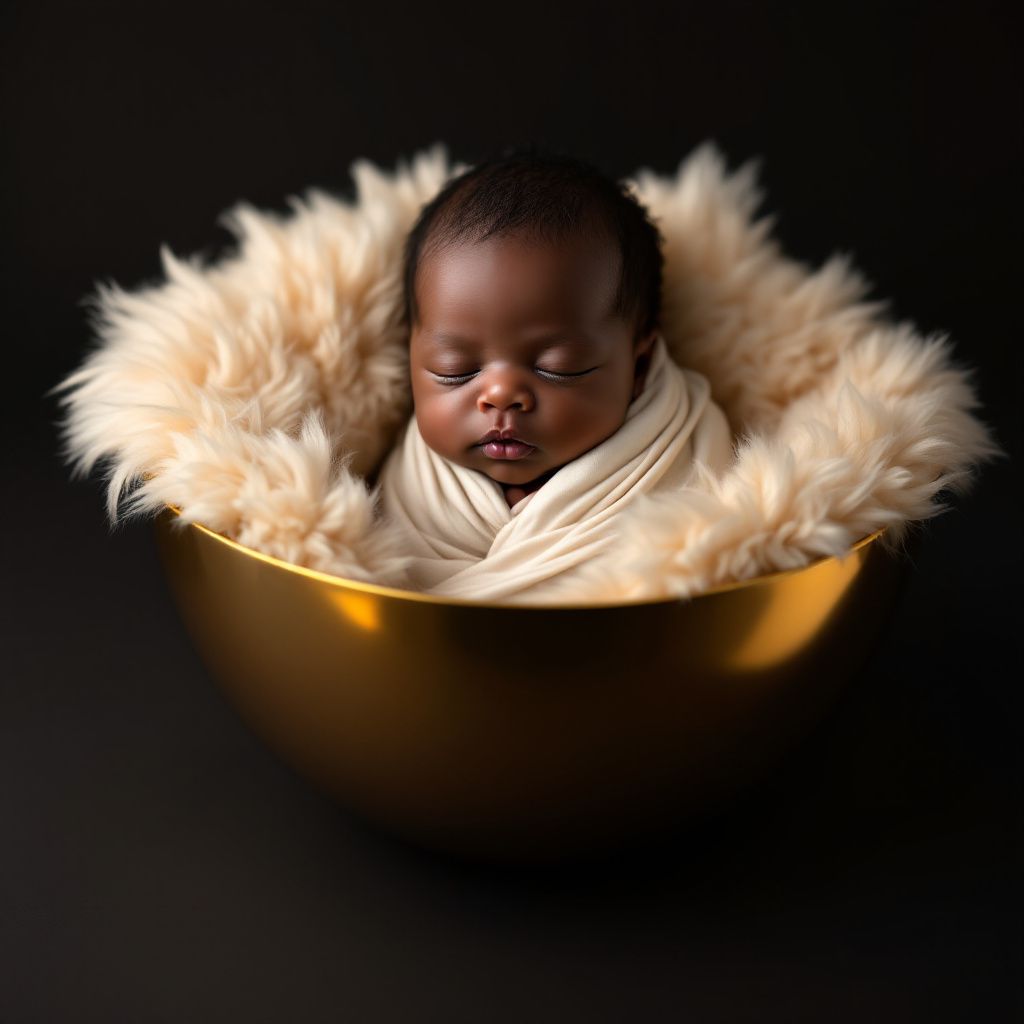 Baby photo in dark stone style