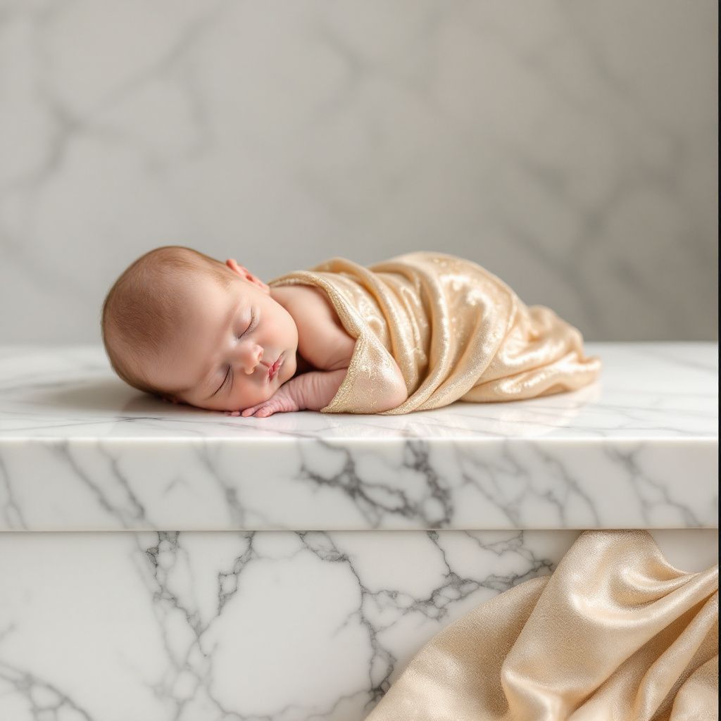 Baby photo on marble style