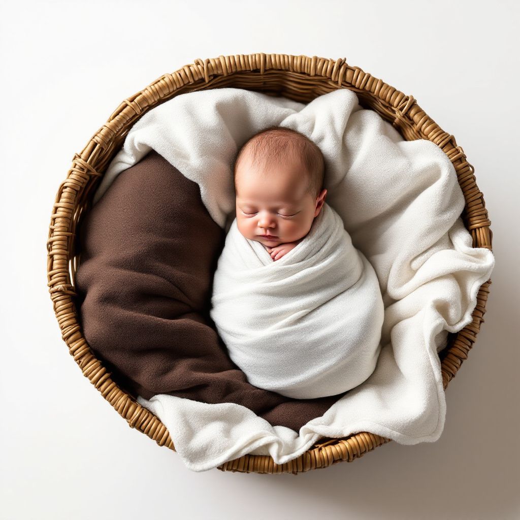Baby photo in modern basket style