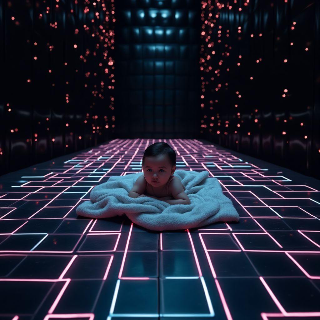 Baby photo with vibrant neon accents