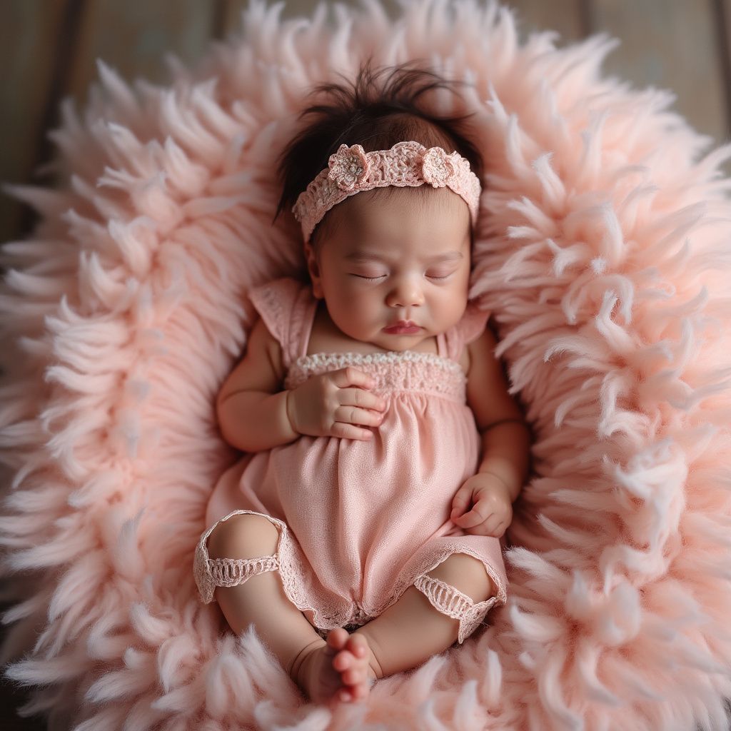Baby photo in pink furry style