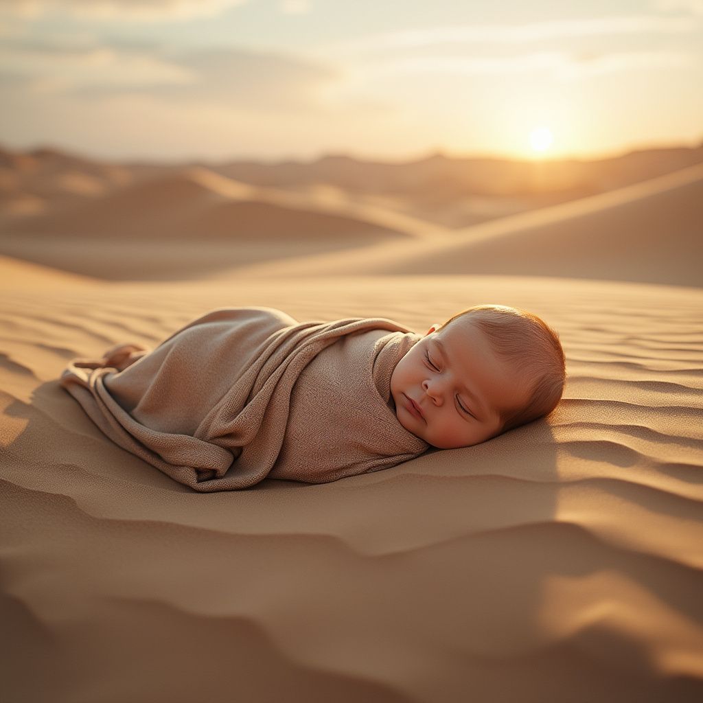 Baby photo with sand dune accents