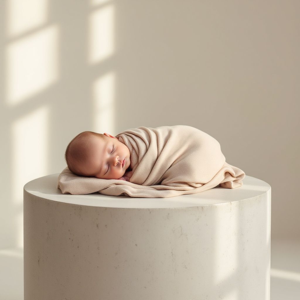 Baby photo with warm stone textures